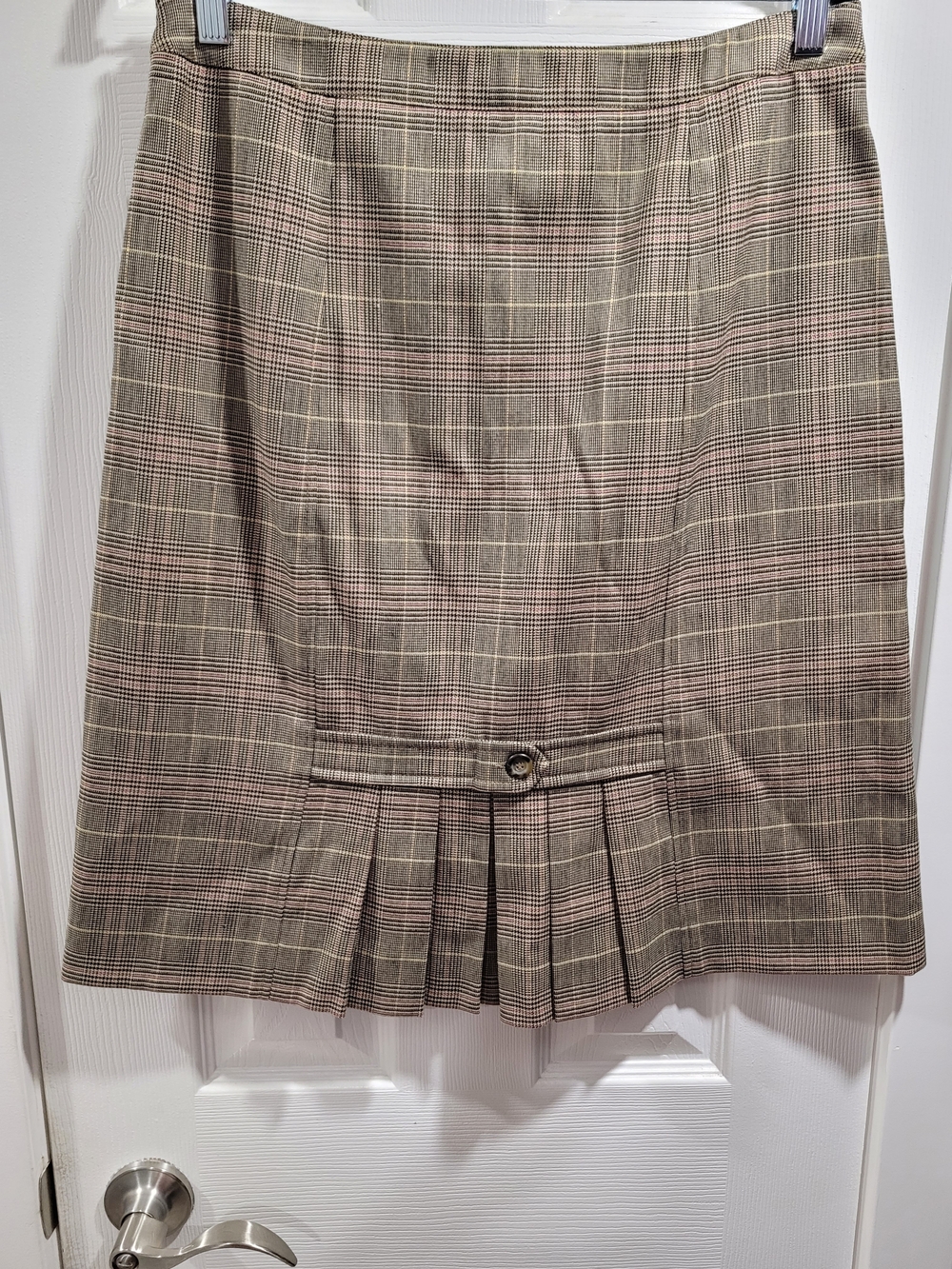 Weekend Max Mara Brown Plaid Pleated Midi Skirt Size 10 - Picture 7 of 11
